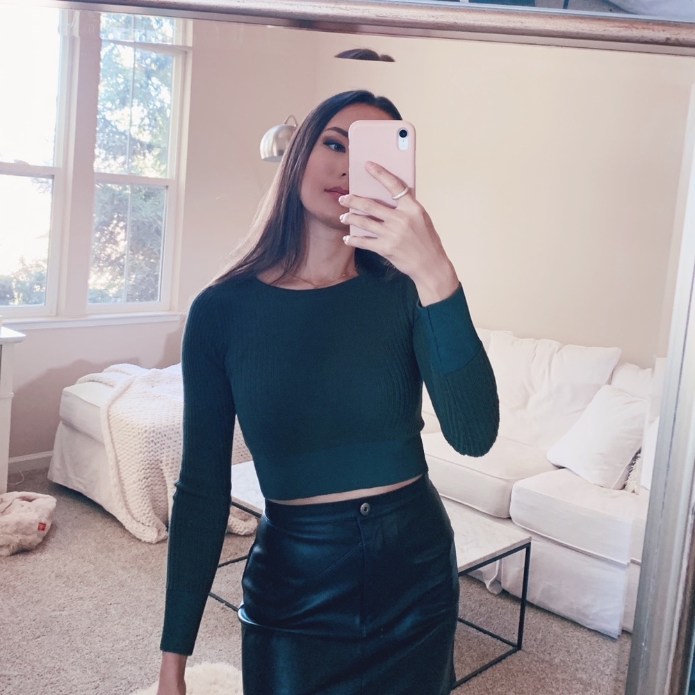 Topshop Olive Green Ribbed Crop